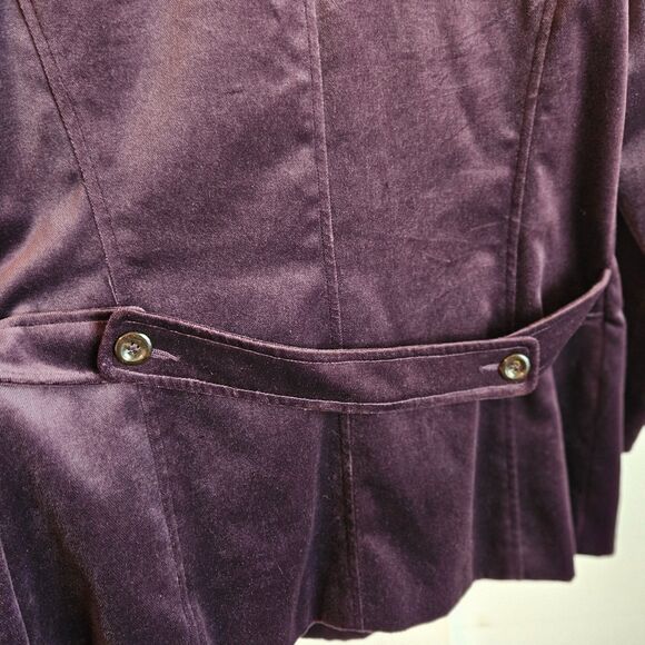 Liz Claiborne Y2K Double Breasted Velvet Coat in Eggplant - Size PS - Picture 6 of 13